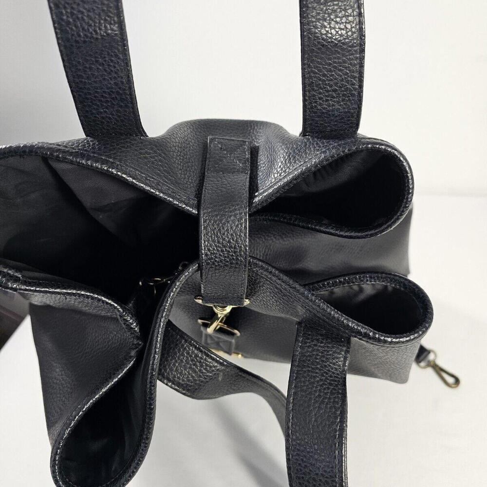 Germaine Monteil Paris Large Black Leather Tote Purse - Picture 8 of 13